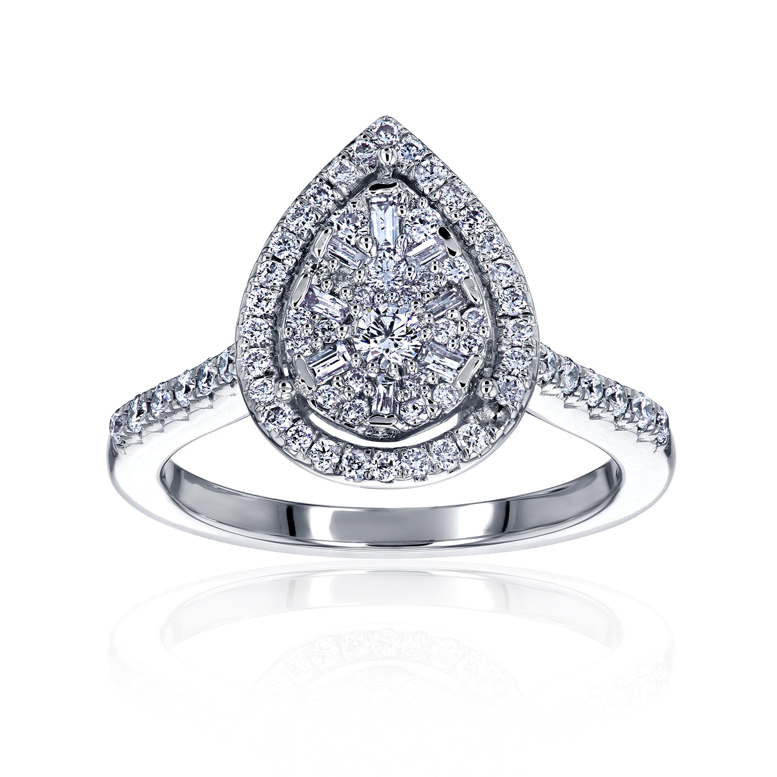 0.5 Carat Natural Diamond Pear Cluster Orbit Ring