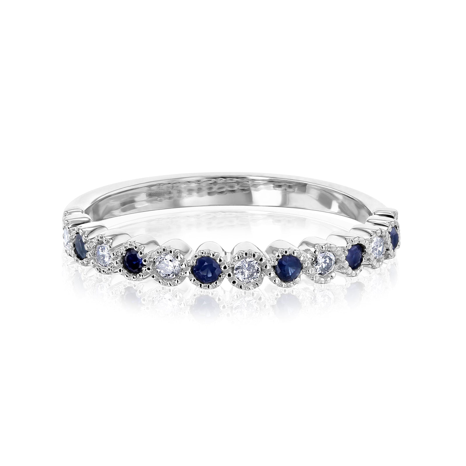 0.2 Carat Natural Diamond & Sapphire Alternating Nocturne Ring