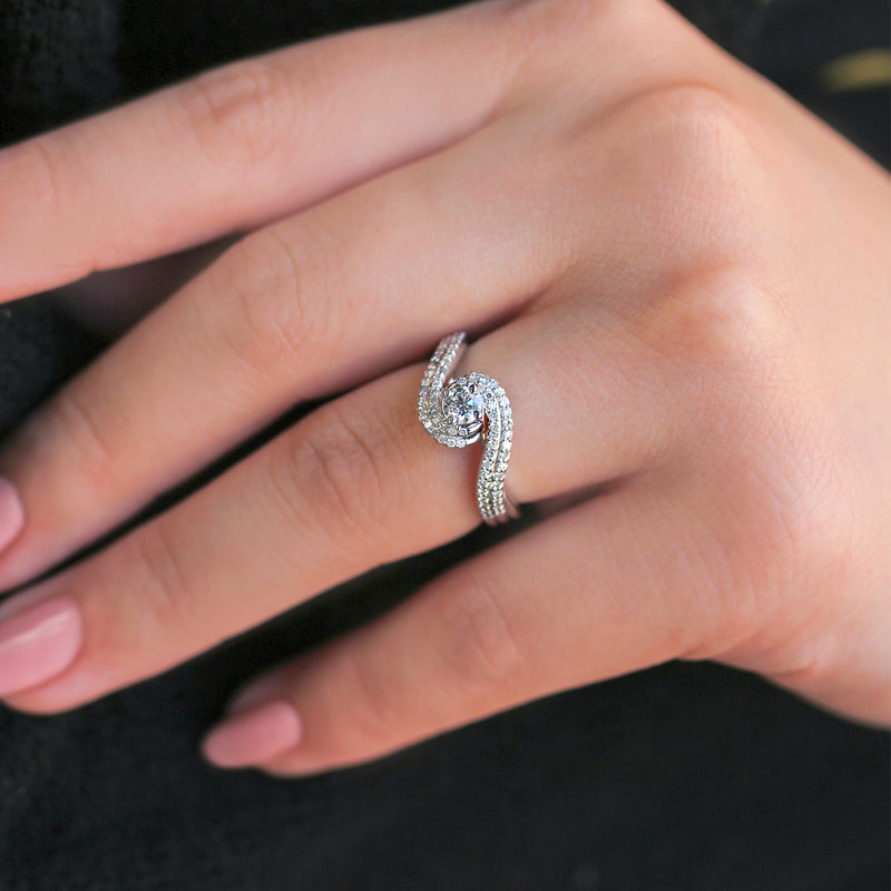 Diamond Dual Wave Engagement Ring