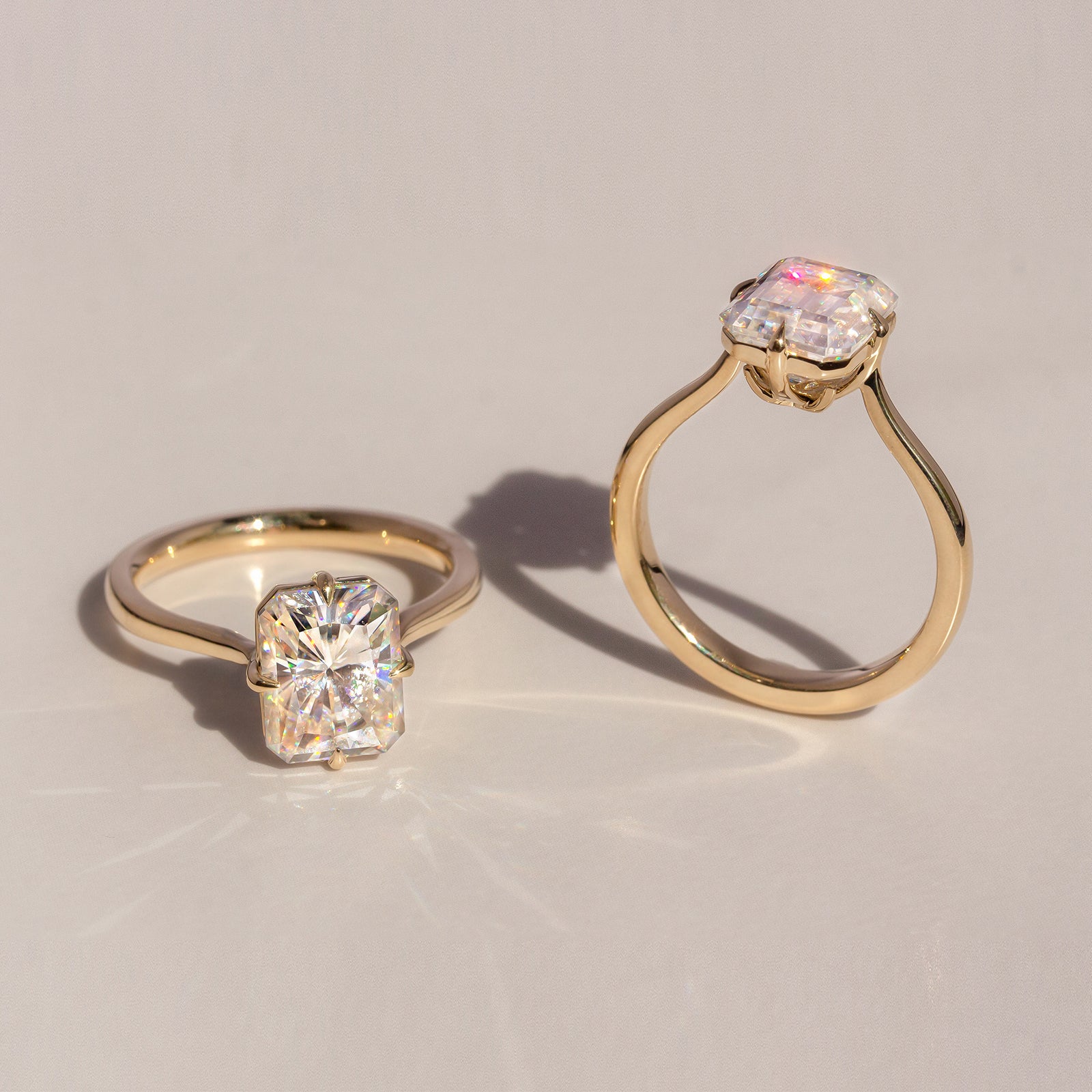 Compass Collection engagement rings - emerald-cut and radiant-cut