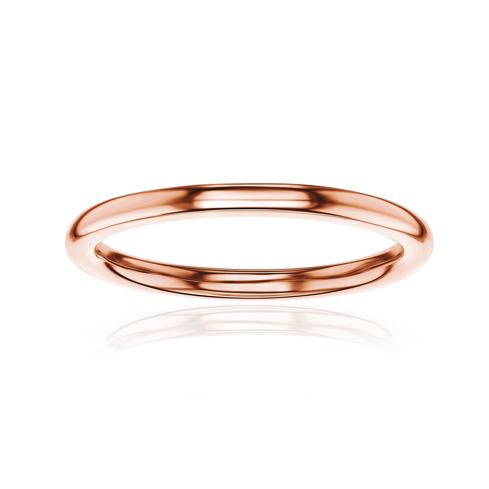 2 mm high polish solid 14k rose gold