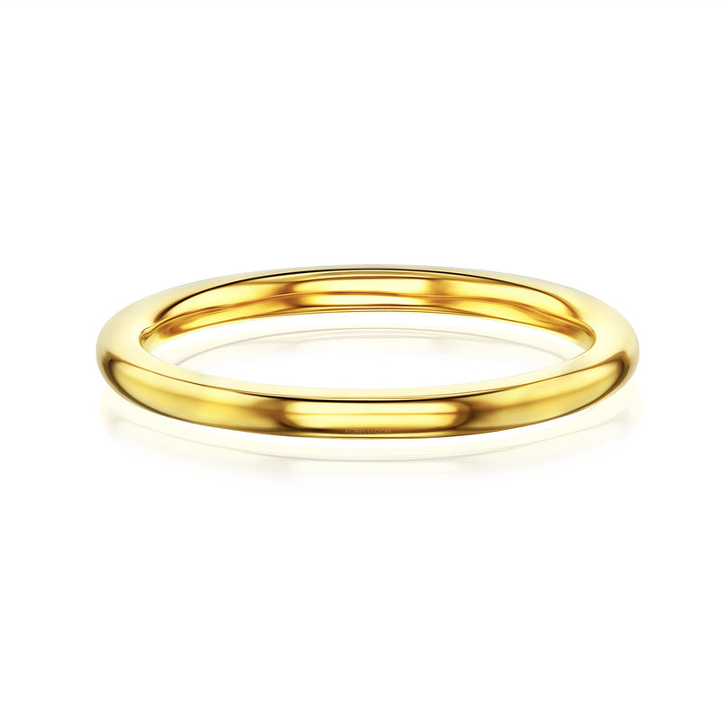 Aliança de casamento Kobelli em ouro maciço de 2 mm - faixa de donut com ajuste superconfortável