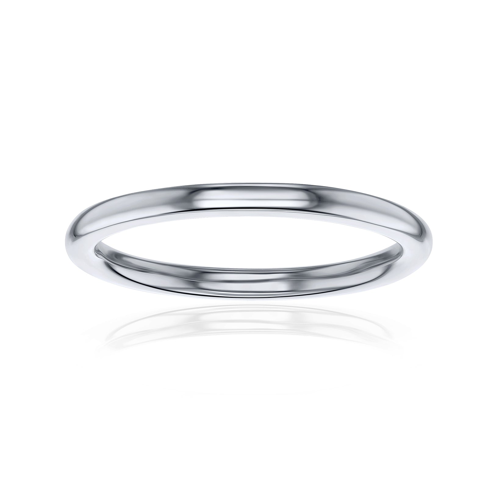 2 mm high polish solid 14k white gold
