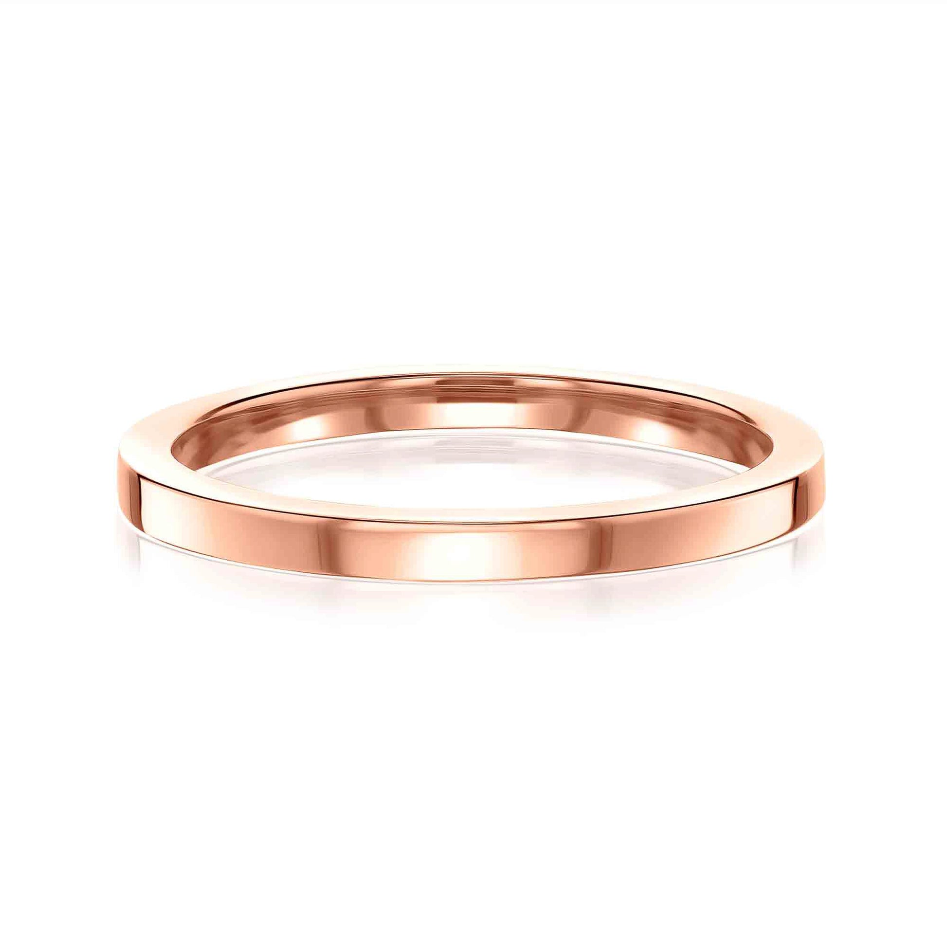 high polished 2 mm cigar band in 14k rose gold