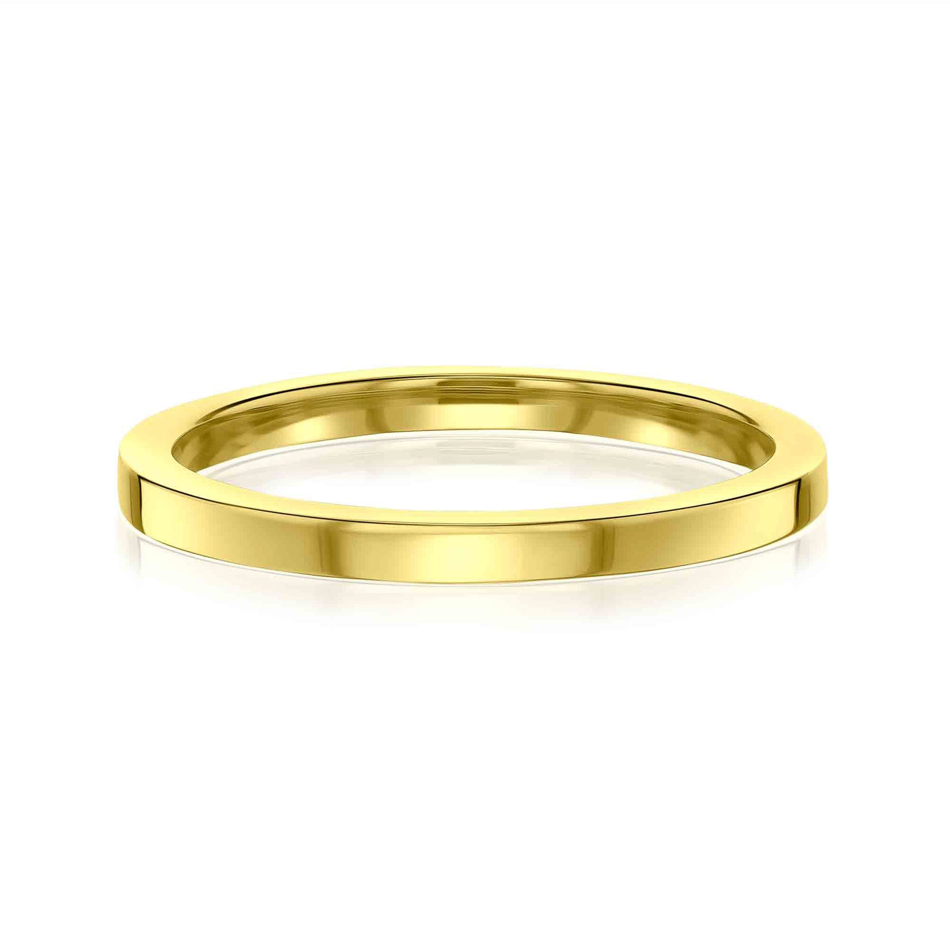 high polished 2 mm cigar band in 14k yellow gold