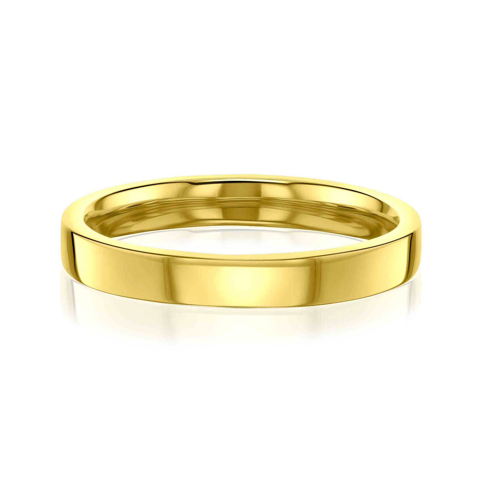 high polished 3 mm cigar band in 14k yellow gold