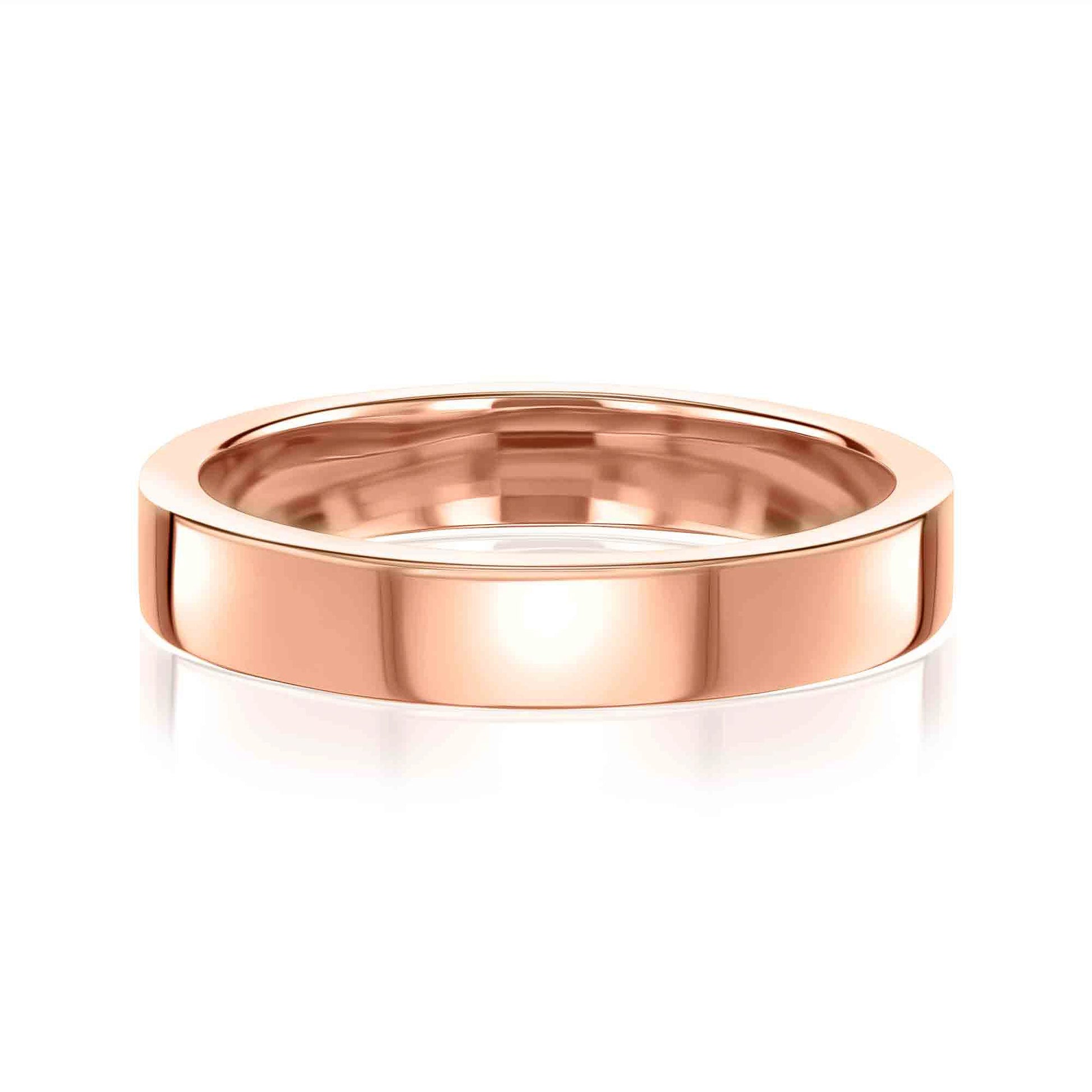 high polished 4 mm cigar band in 14k rose gold