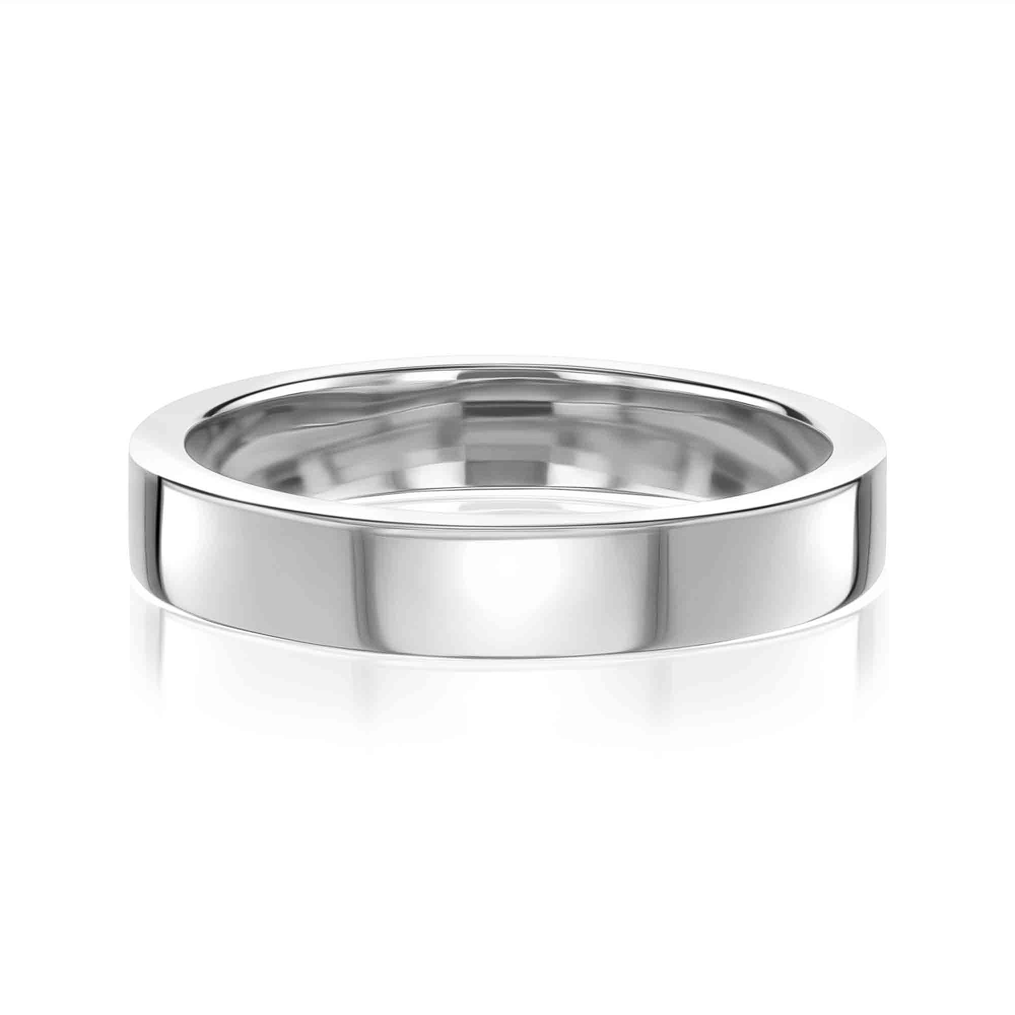 high polished 4 mm cigar band in 14k white gold or platinum