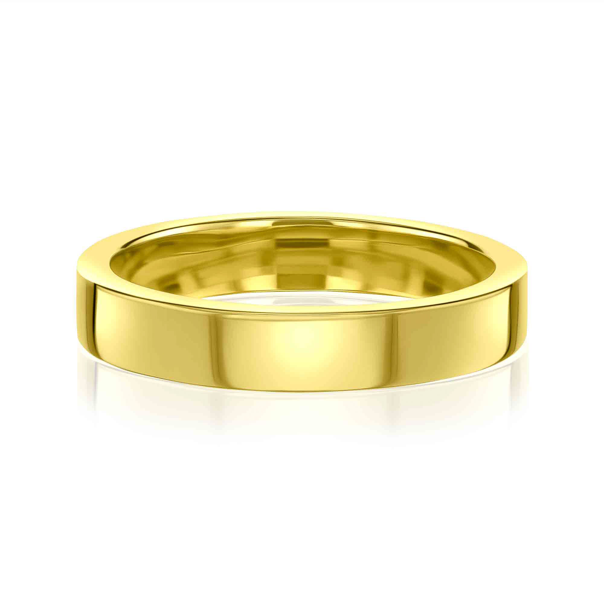 high polished 4 mm cigar band in 14k yellow gold