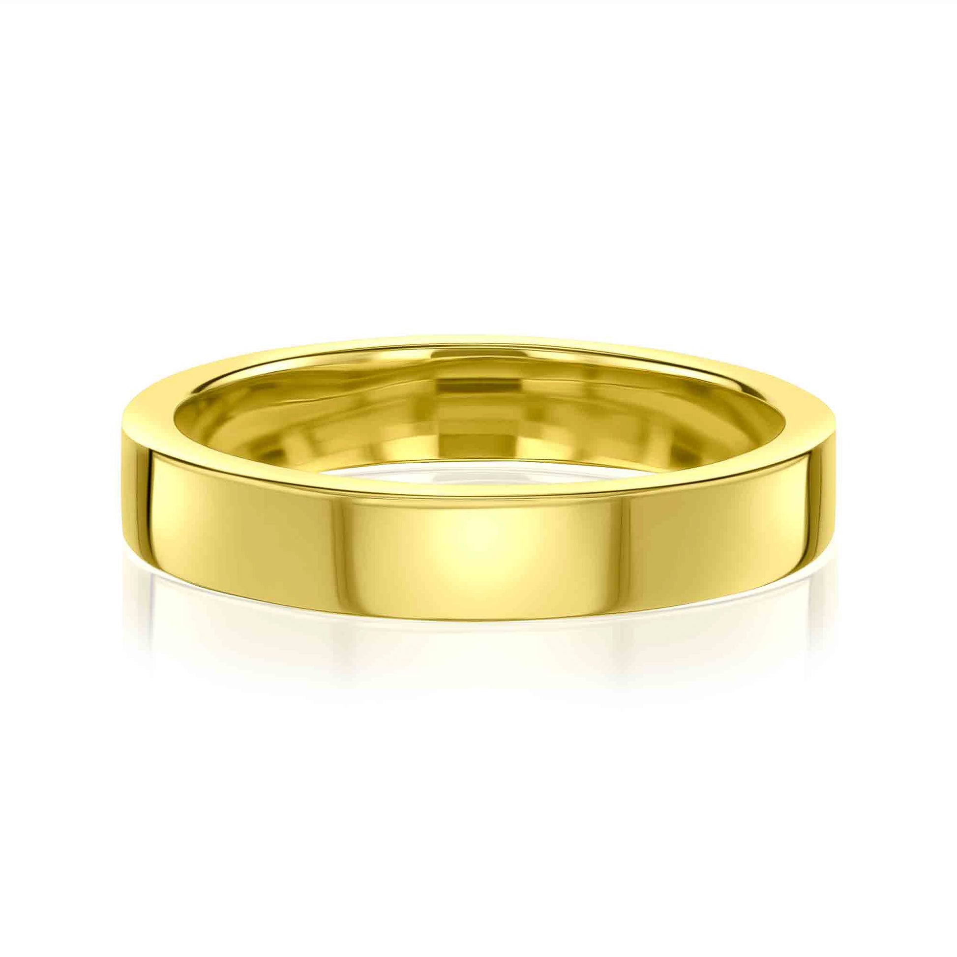high polished 4 mm cigar band in 14k yellow gold