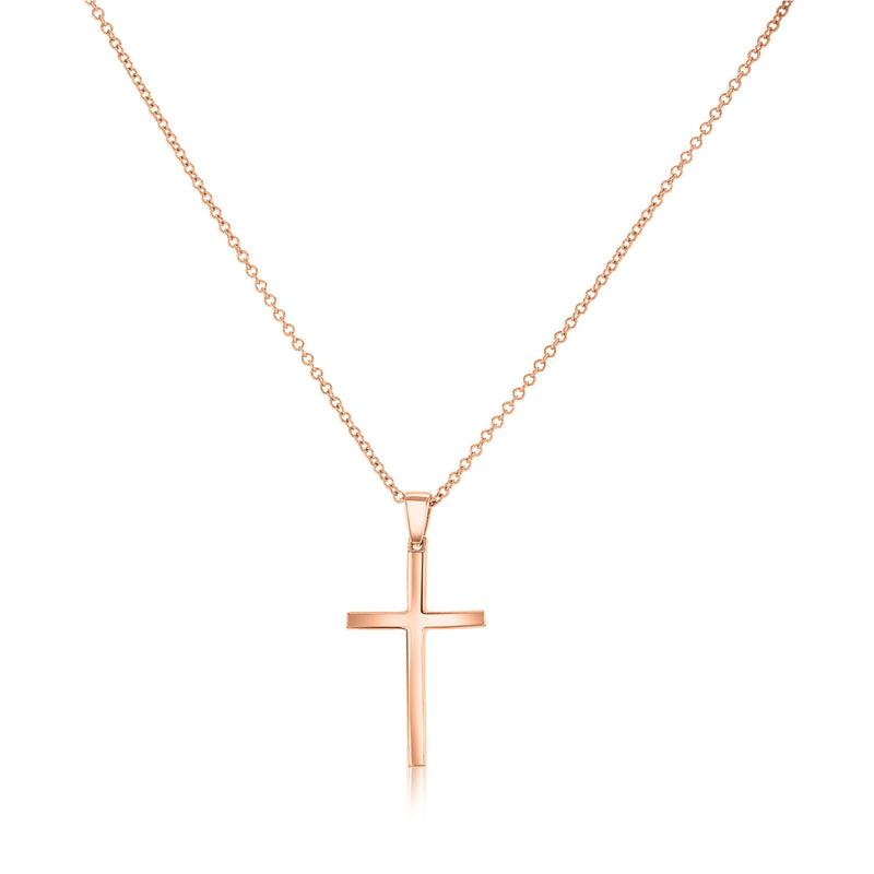 solid rose gold cross pendant and chain - pendant measures a little under one inch tall