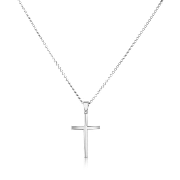 solid white gold cross pendant and chain - pendant measures a little under one inch tall