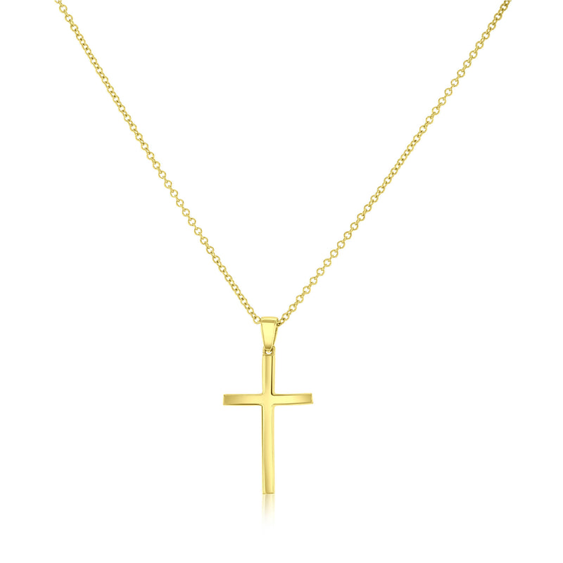 solid yellow gold cross pendant and chain - pendant measures a little under one inch tall