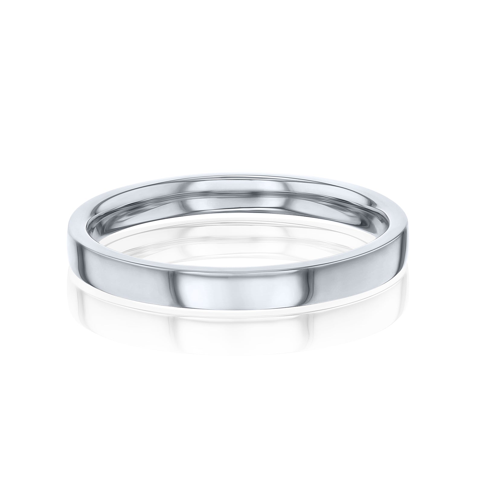 high polished 2.5 mm cigar band in 14k white gold