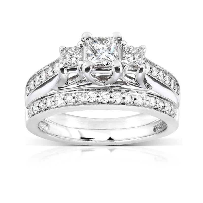 0.78ct 3-Stone Trellis Bridal Set