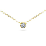 Diamond Solitaire 1/3 Carat Bezel Necklace in 14K Gold