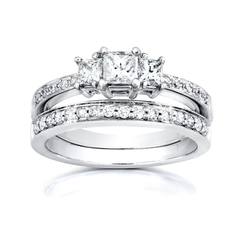 3-Stone Princess Pavé Diamond Bridal