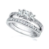 3-Stone Princess Pavé Bridal Set