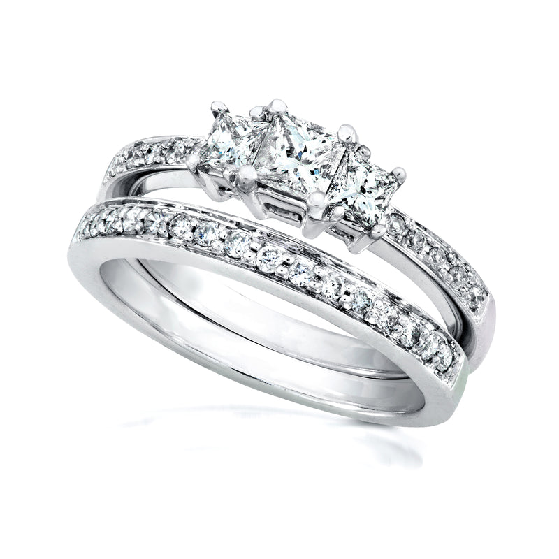 3-Stone Princess Pavé Diamond Bridal