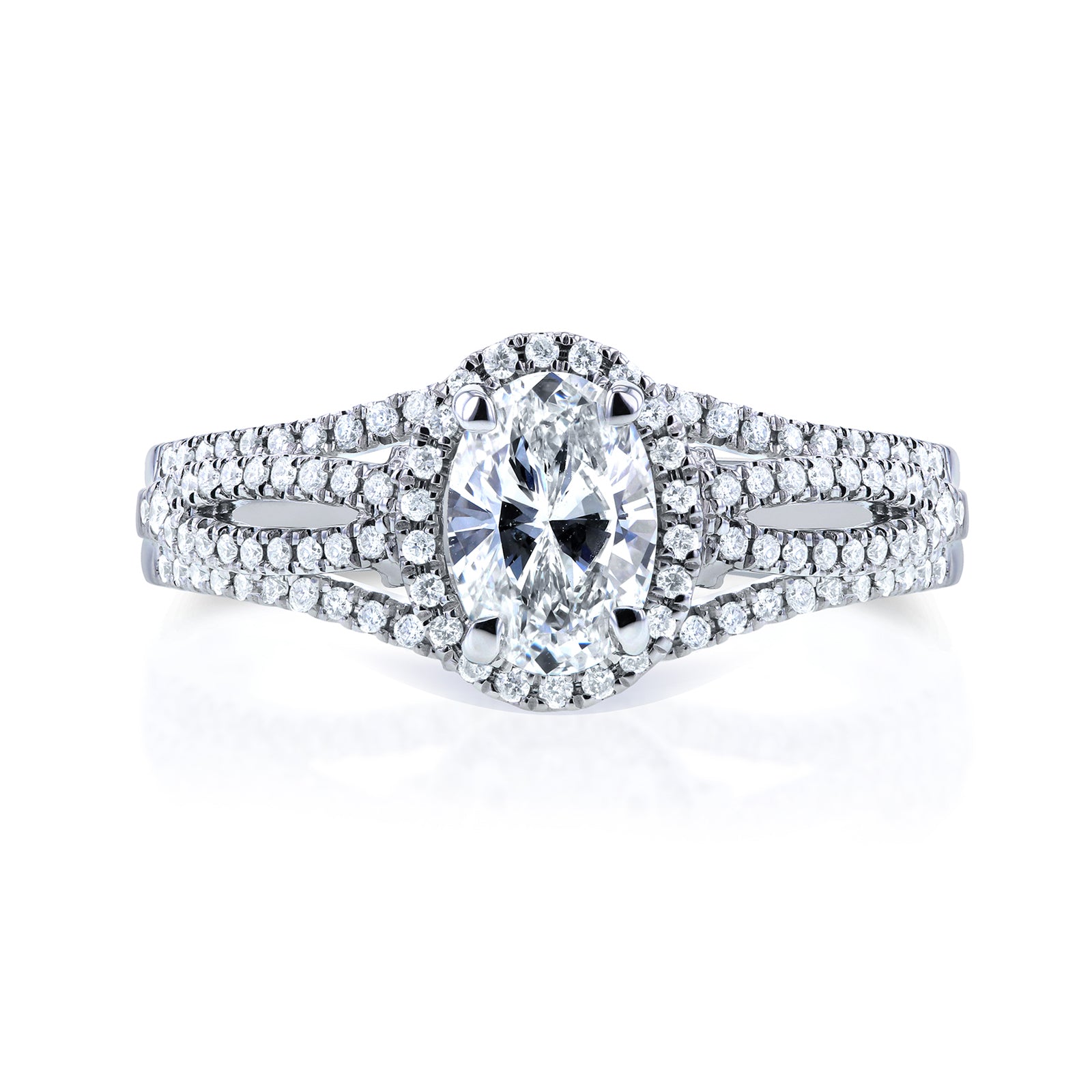 1 Carat Natural Diamond Oval Riviera Ring