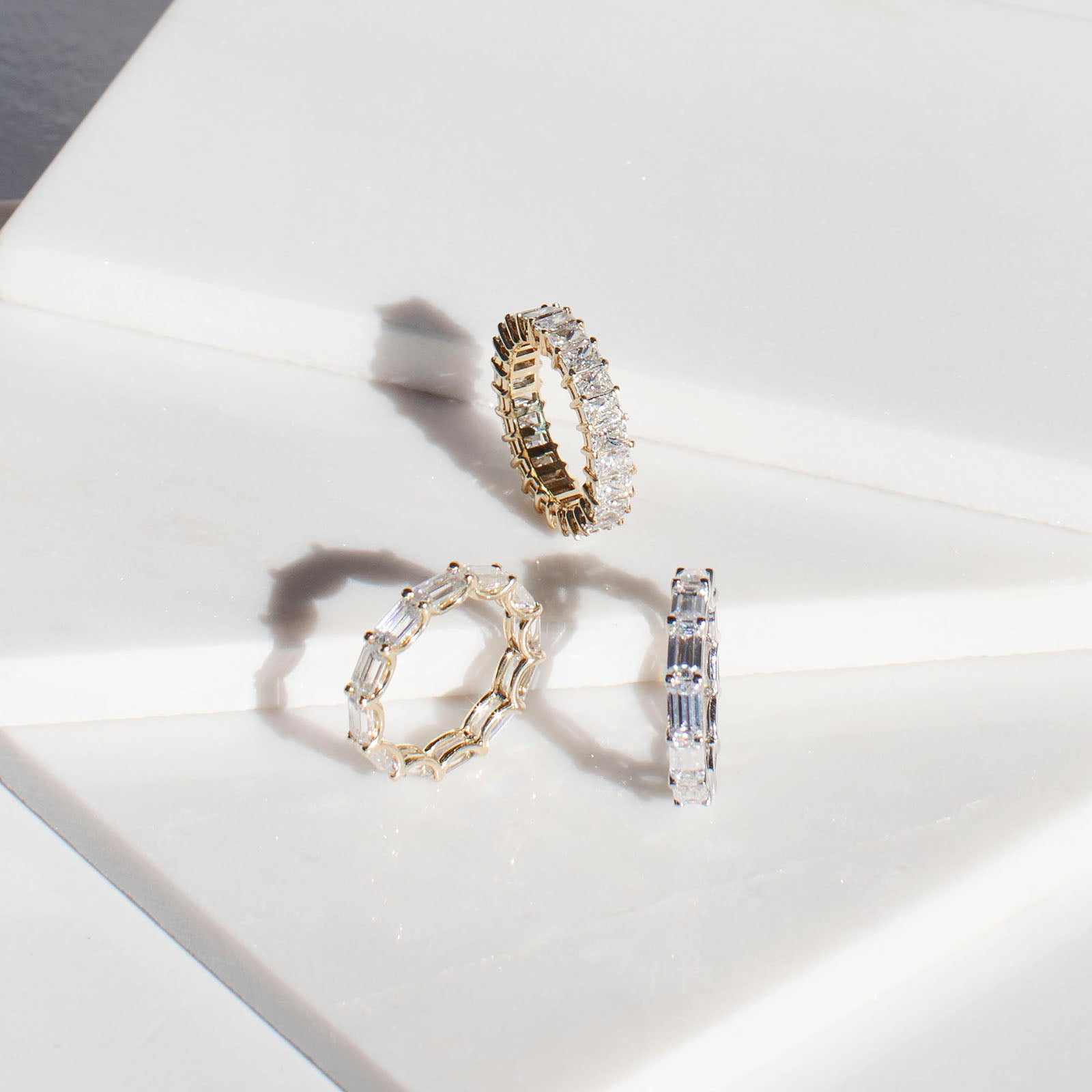 3.79 Carat Natural Diamond Princess Baguette Eternity Ring
