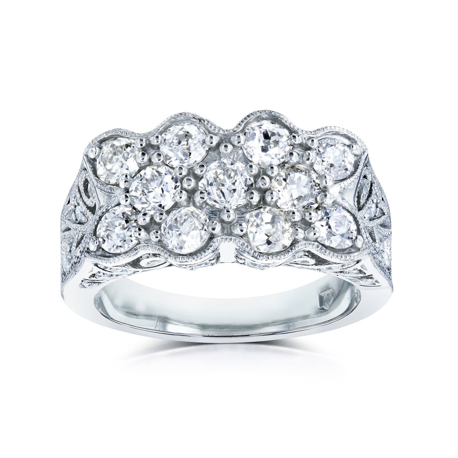 1.84 Carat Natural Diamond Old Mine Cut Hourglass Ring