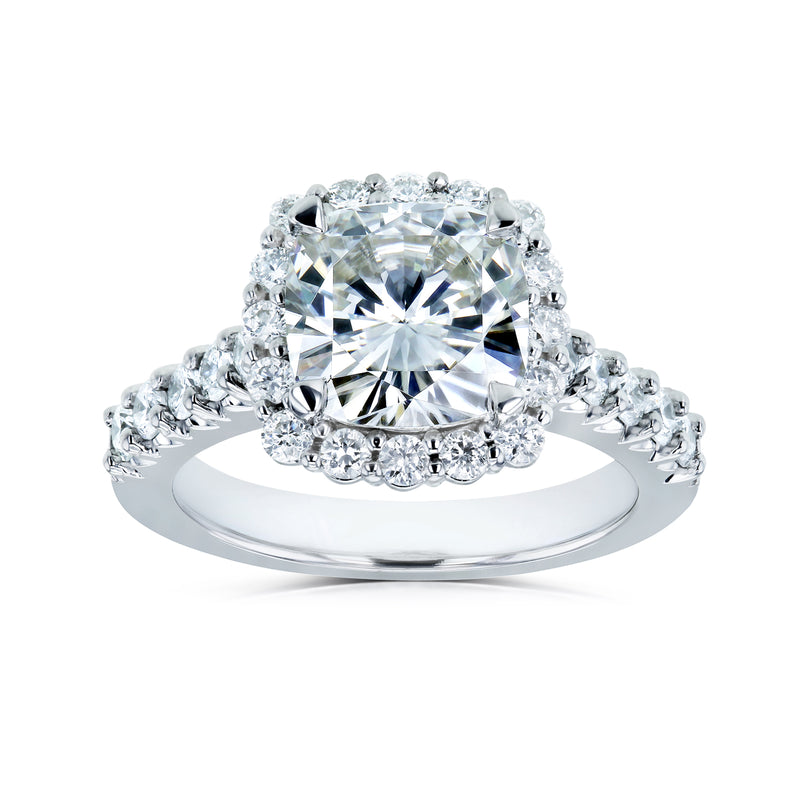 3.64 Carat Moissanite Candelabra Halo Ring