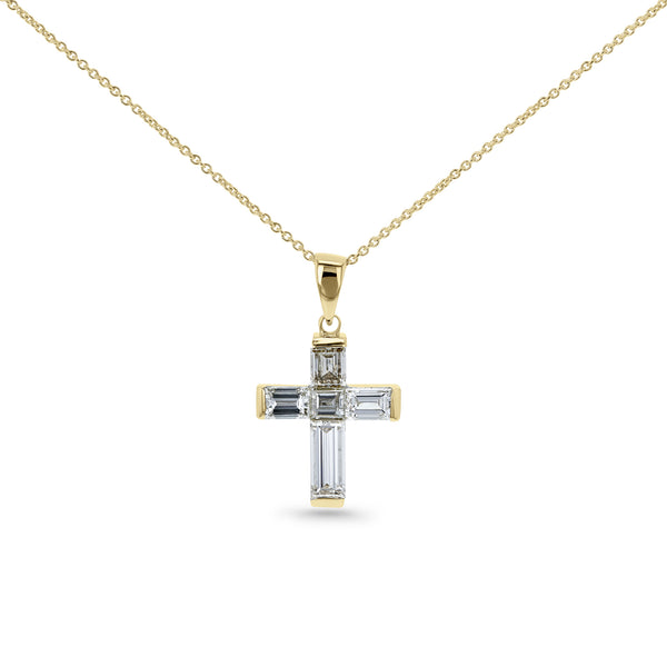 1.25 Carat Natural Diamond Streamline Cross Necklace