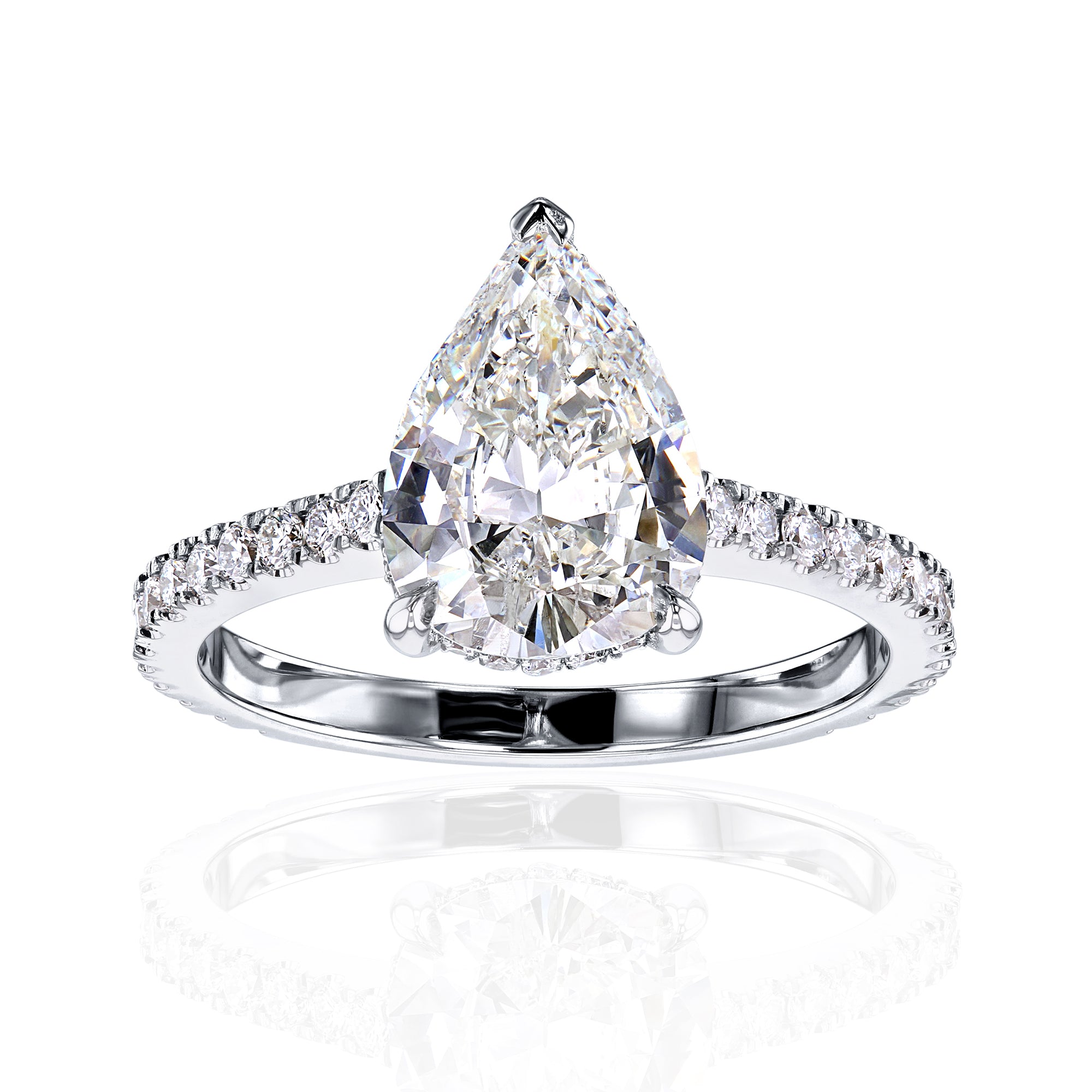 2.38 Carat Natural Diamond Low-set Pear Ring (GIA)