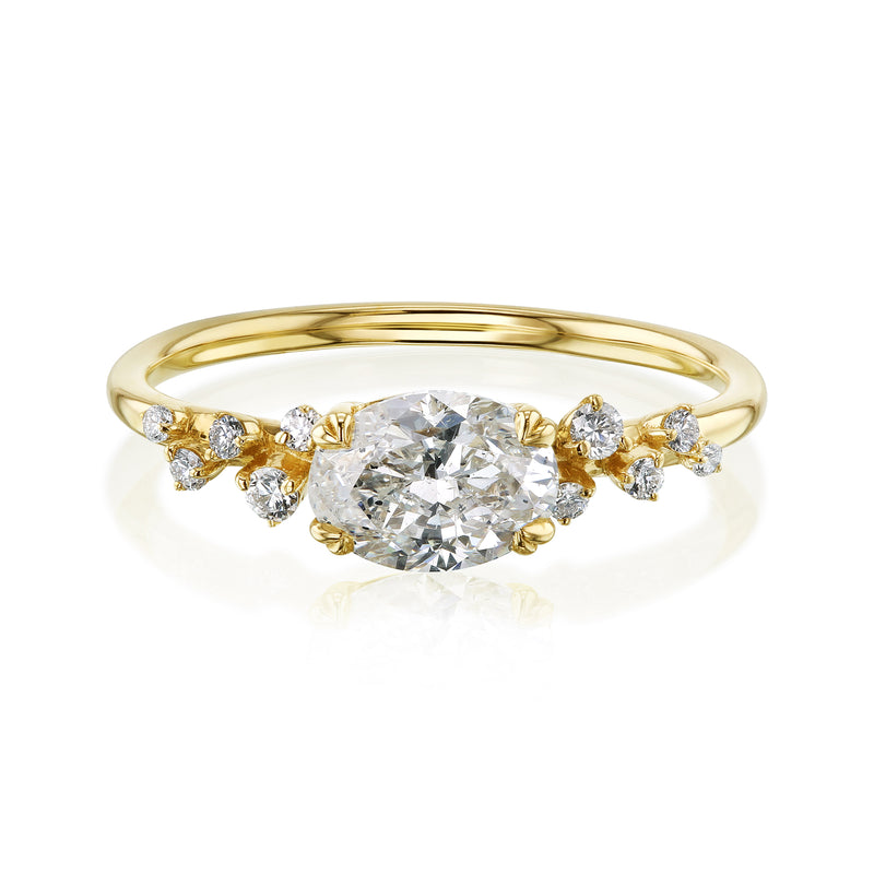 Romantic East-West Oval Diamond Ring