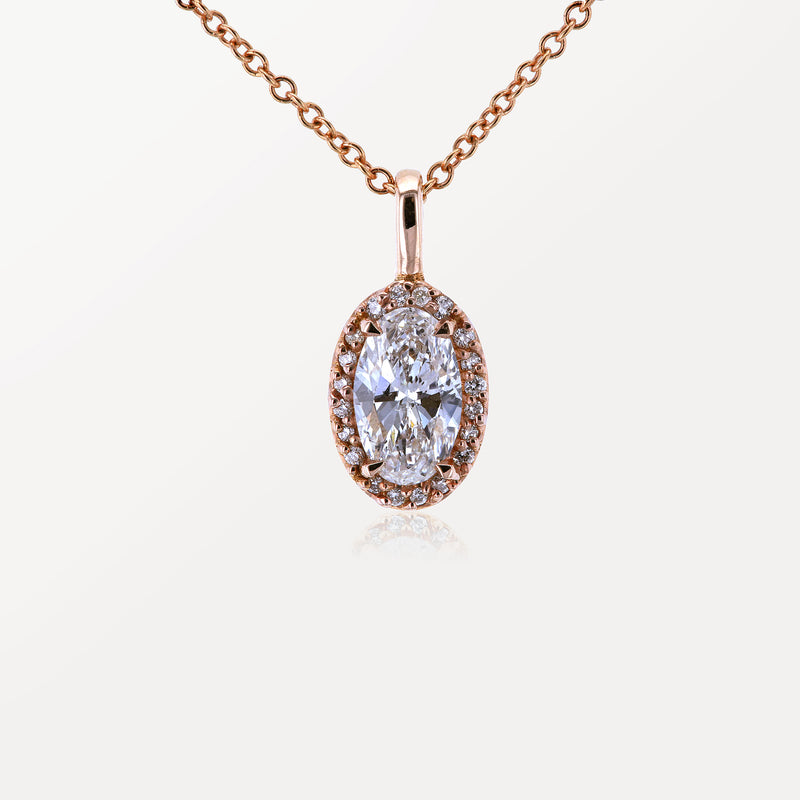 Ovale Diamant-Halo-Halskette