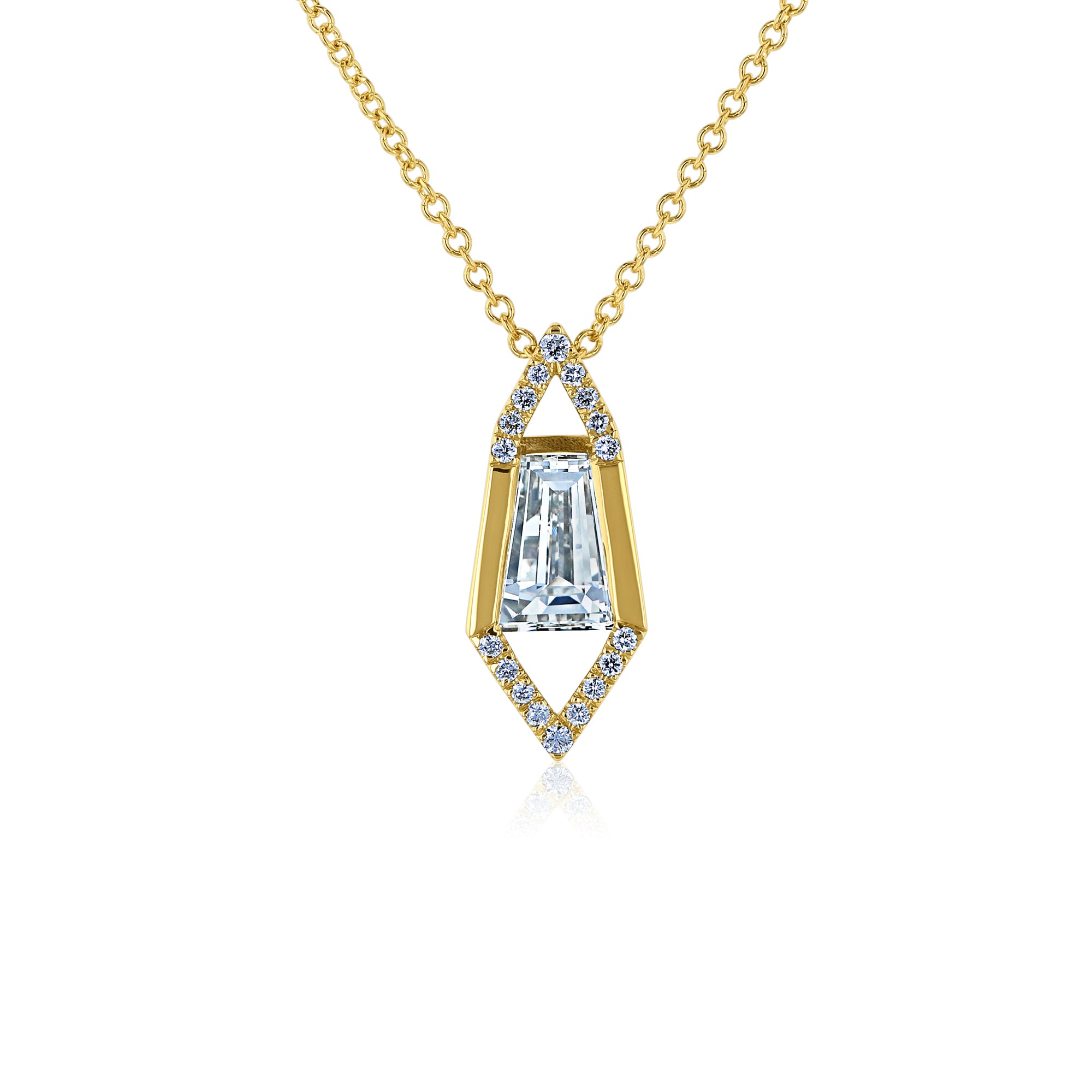 0.73 Carat Natural Diamond Elongated Hexagon Necklace