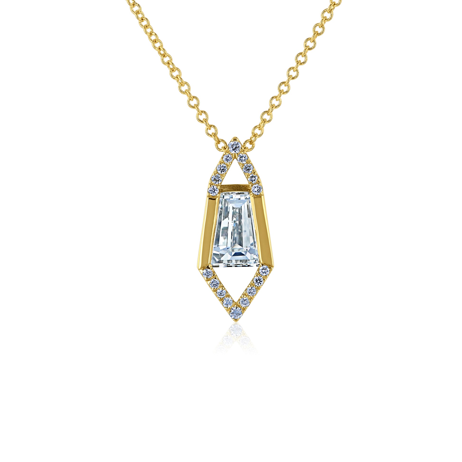 0.73 Carat Natural Diamond Elongated Hexagon Necklace