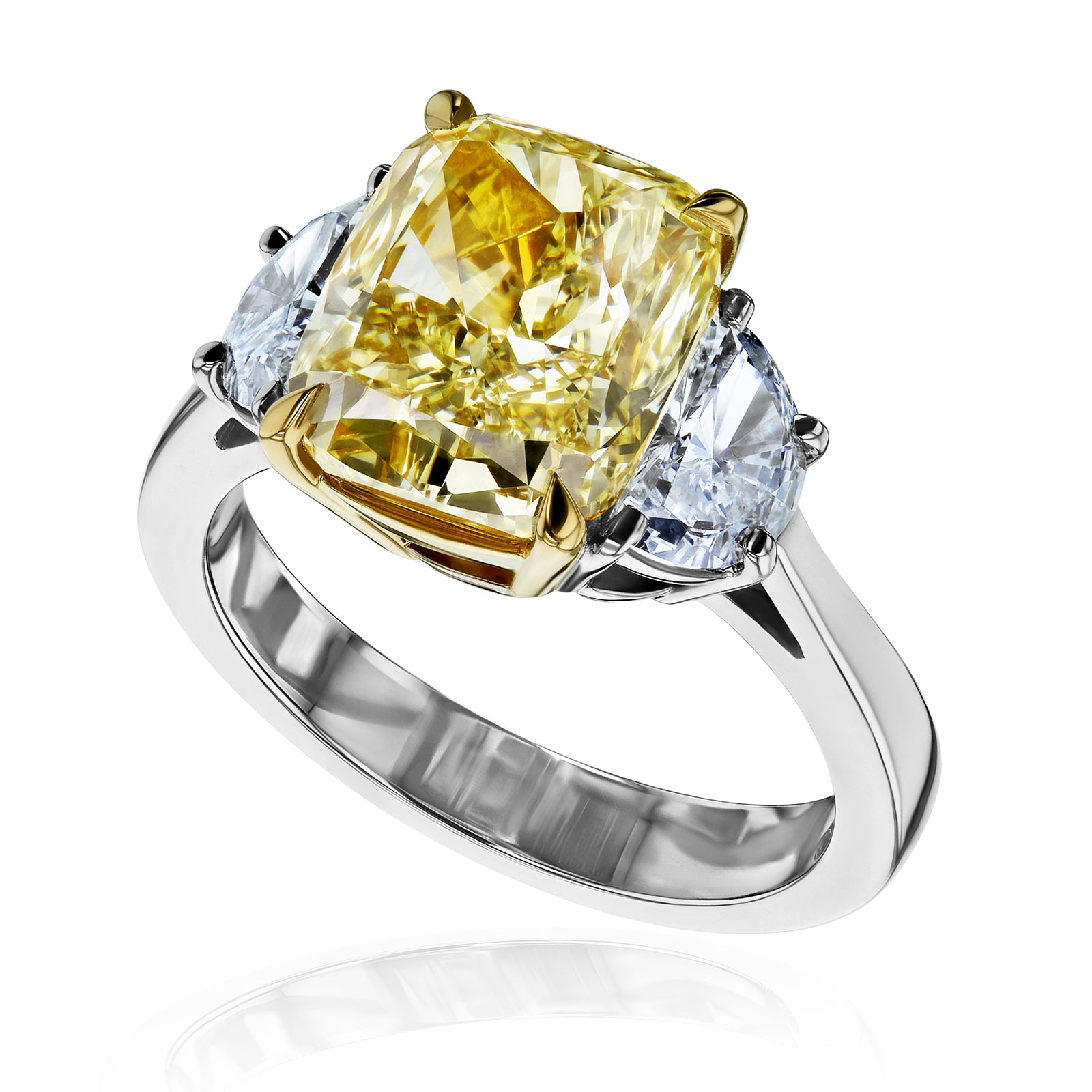 6.01 Carat Fancy Yellow Diamond 3-Stone Juliet Ring (GIA)