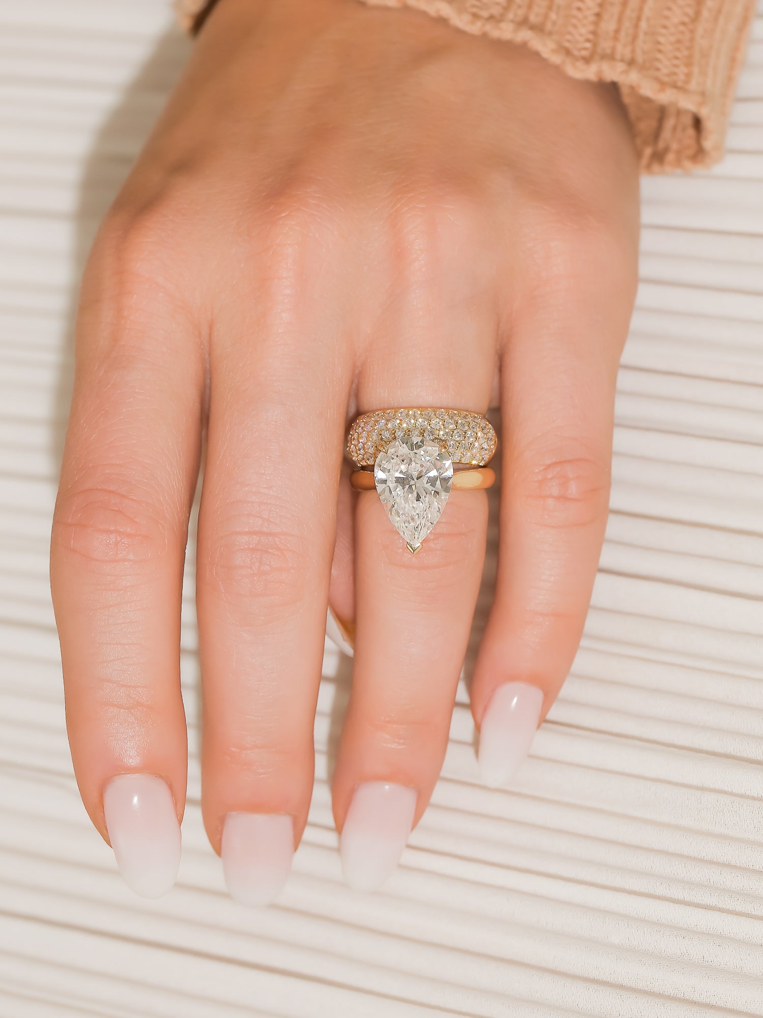 Pairing the Diamond Puff Band to the 5.84 Carat Natural Diamond Ritz Ring