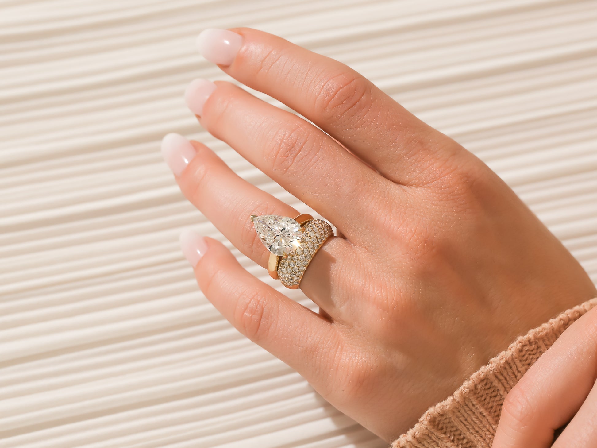 Pairing the Diamond Puff Band to the 5.84 Carat Natural Diamond Ritz Ring