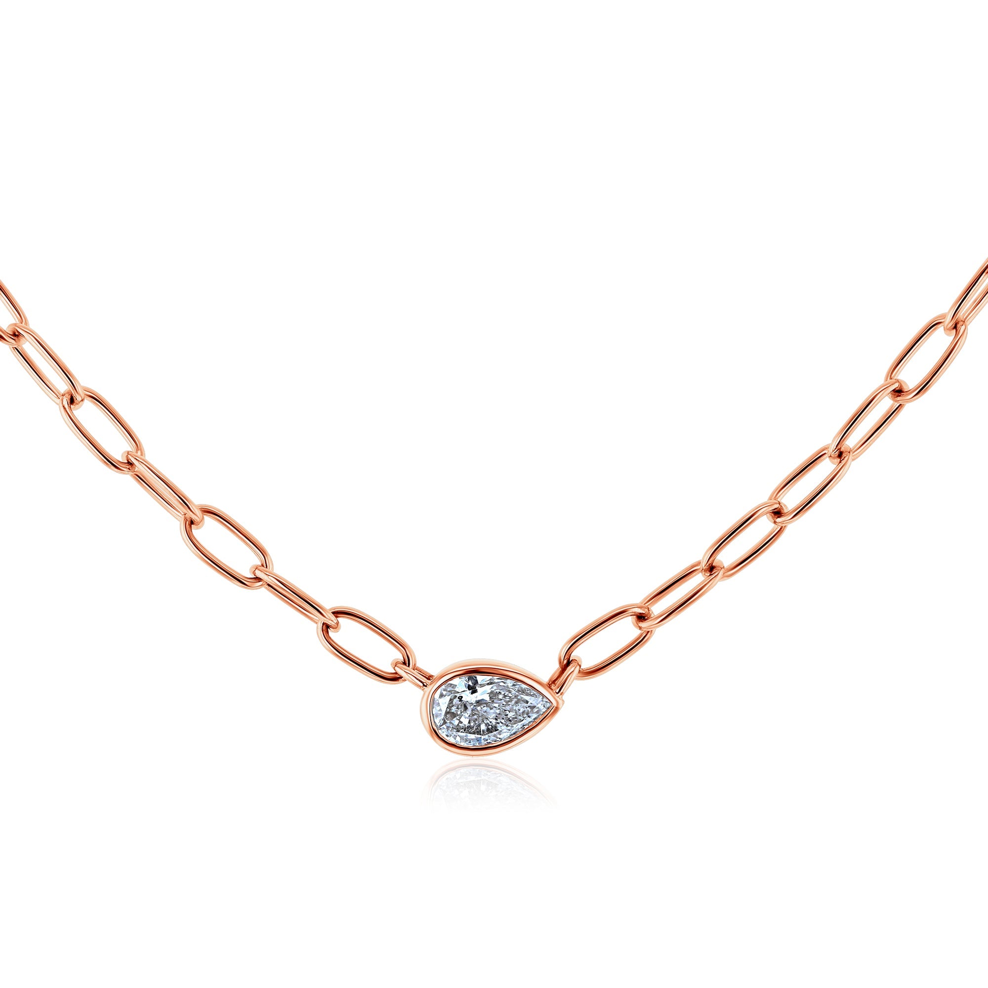 Diamond Solitaire East-West Pear Necklace