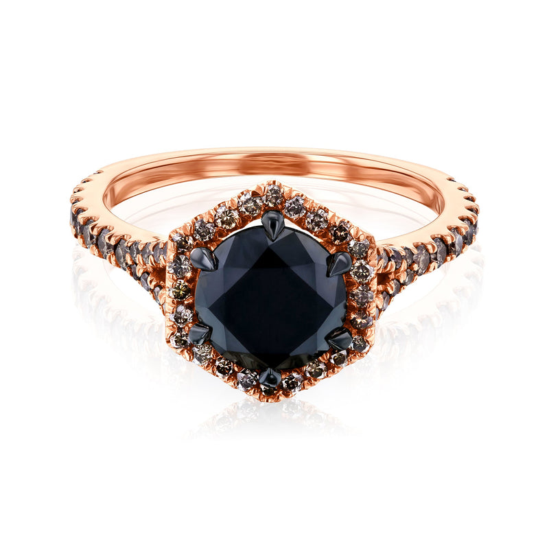 Black Gold Black Diamond Rings Browns Jinx Hexagon Halo Black And