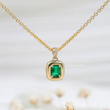 Emerald Marshmallow Bezel Necklace