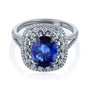 Kobelli Blue Sapphire & White Diamond Tri-Halo Gold Ring