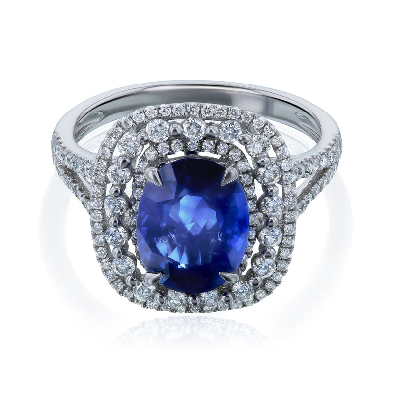 Blå Safir Safir Diamant Ring Kobelli Blue Sapphire White Diamond