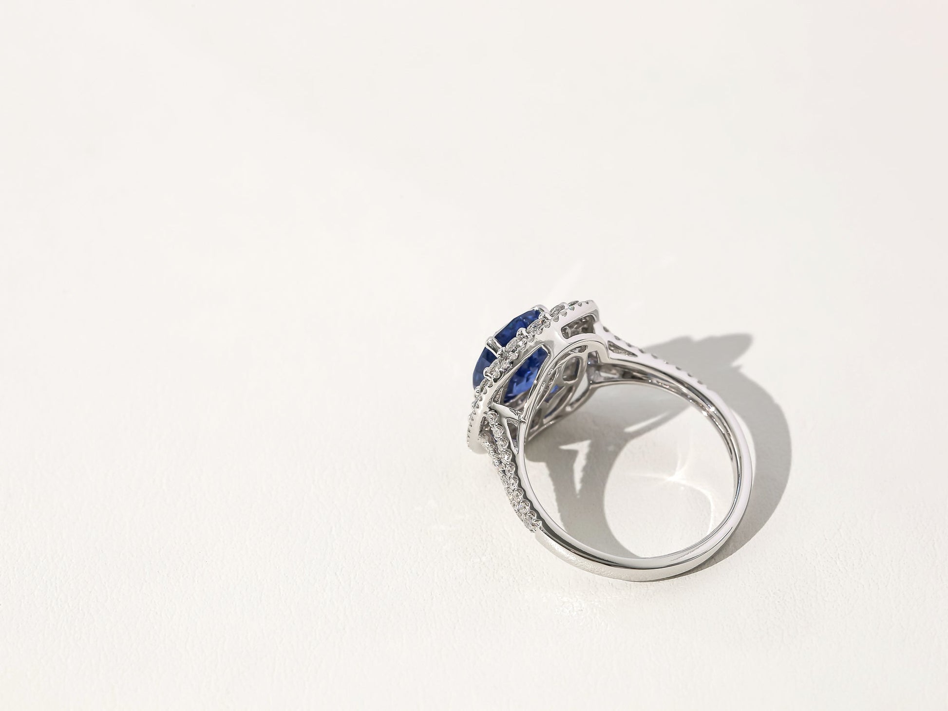 Kobelli Blue Sapphire & White Diamond Tri-Halo Gold Ring