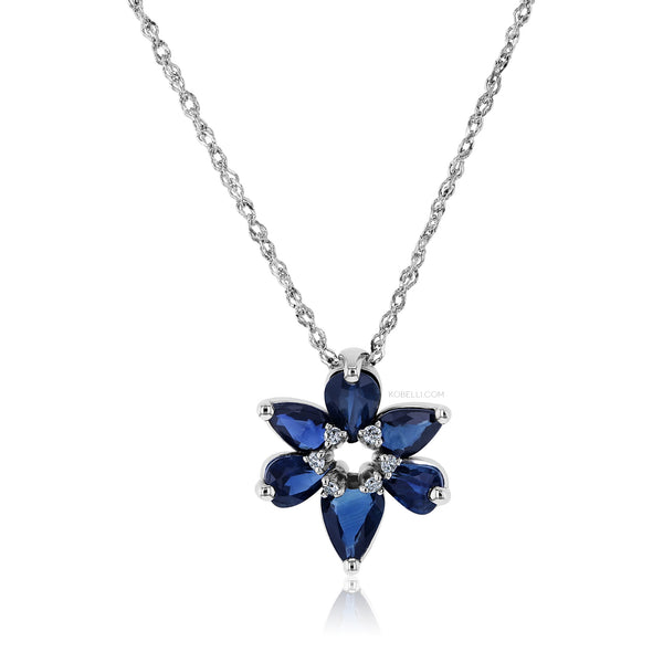 Leia Dark Sapphire Flower Necklace