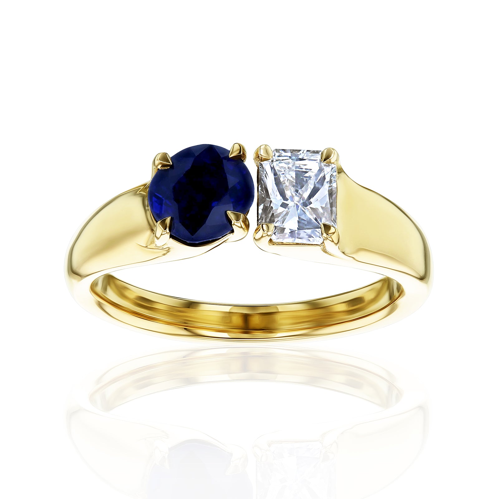 1.54 Carat Natural Diamond & Sapphire Ring