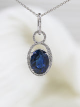 8.4 Carat Natural Diamond Sapphire Neptune Necklace