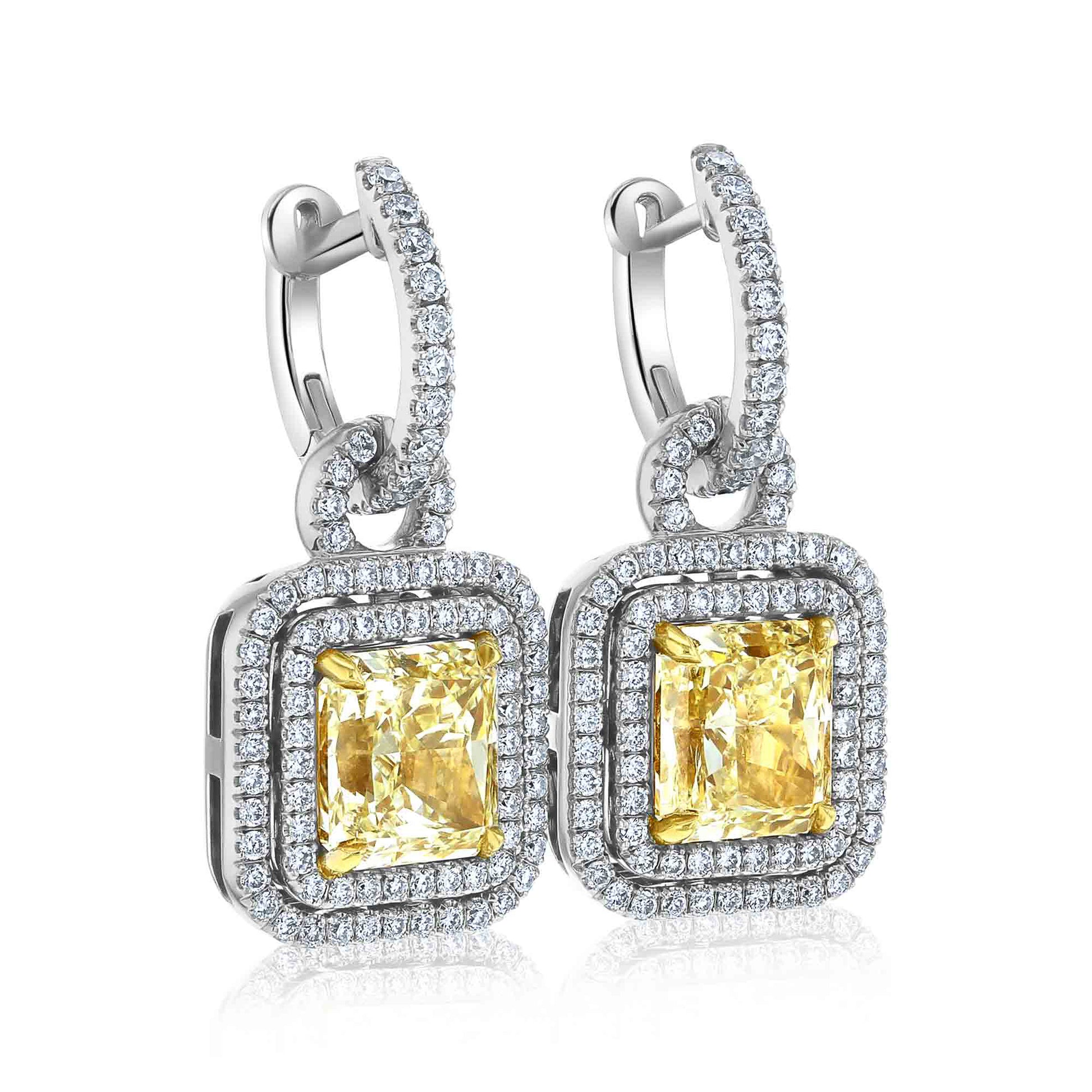 8.27 Carat Yellow Diamond Meira Dangles