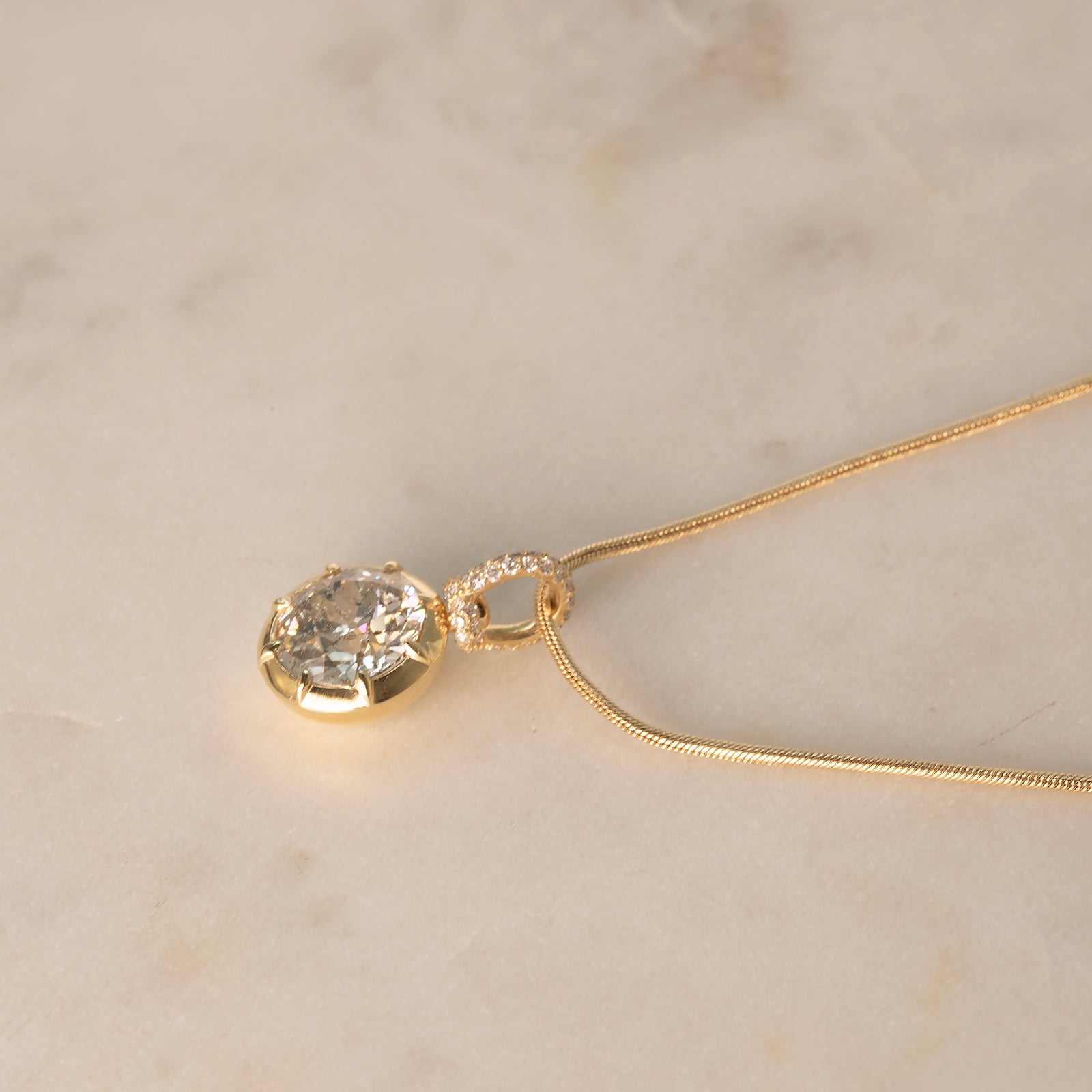 3.24 Carat Natural Old European Diamond Collet Irie Pendant