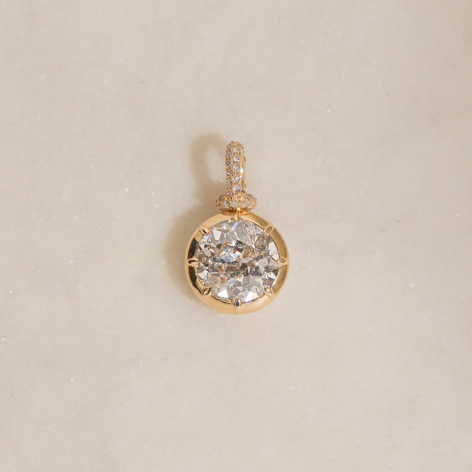3.24 Carat Natural Old European Diamond Collet Irie Pendant