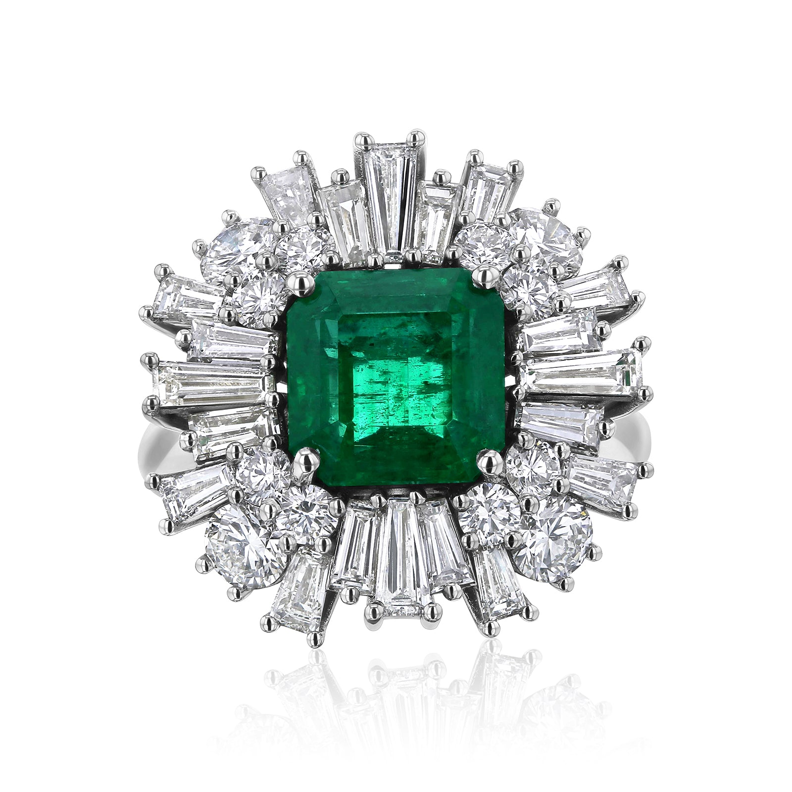 Natural Zambian Emerald & Diamond Ballerina Basya Ring