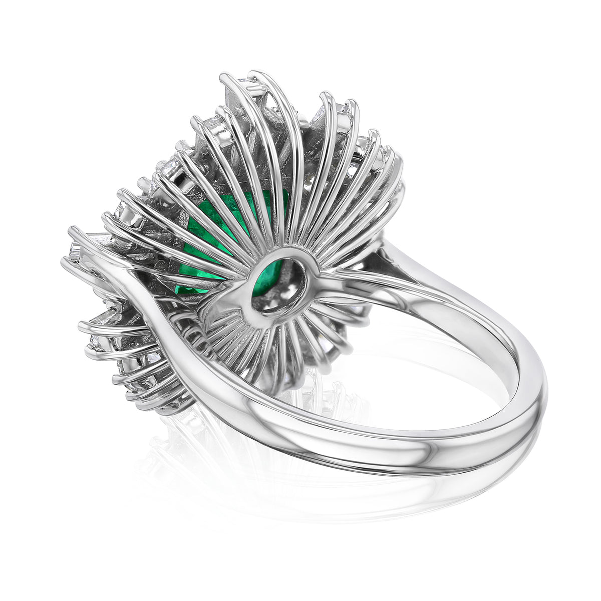Natural Zambian Emerald & Diamond Ballerina Basya Ring